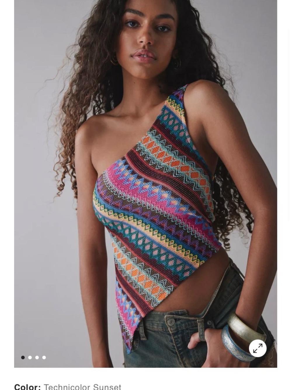 Kimchi Blue Technicolor Sunset One-Shoulder Tank Top